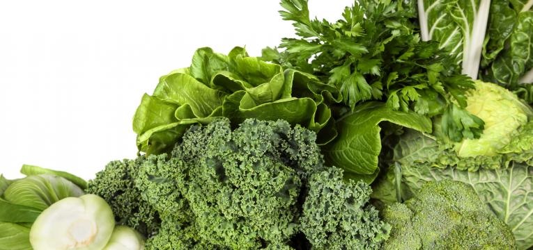 vegetais de folha verde escura