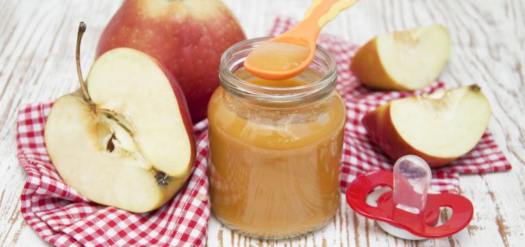 legumes e frutas na diversificacao alimentar pure de maca