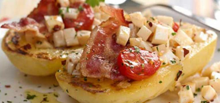 batata-doce grelhada com bacon