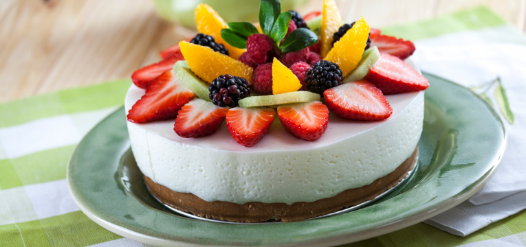 cheesecake de salada de fruta