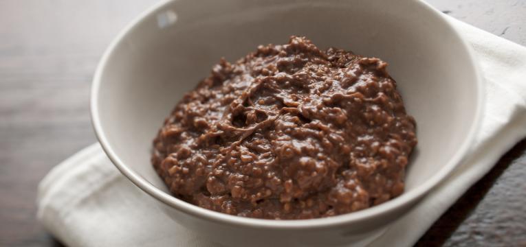 papas de aveia com batata doce e proteina de chocolate