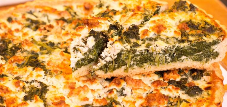 Quiche de espinafres e castanhas