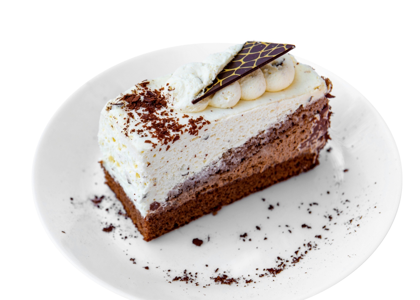 Bolo de mousse de chocolate decorado com natas