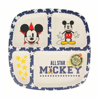 prato do mickey com divisórias em bambú